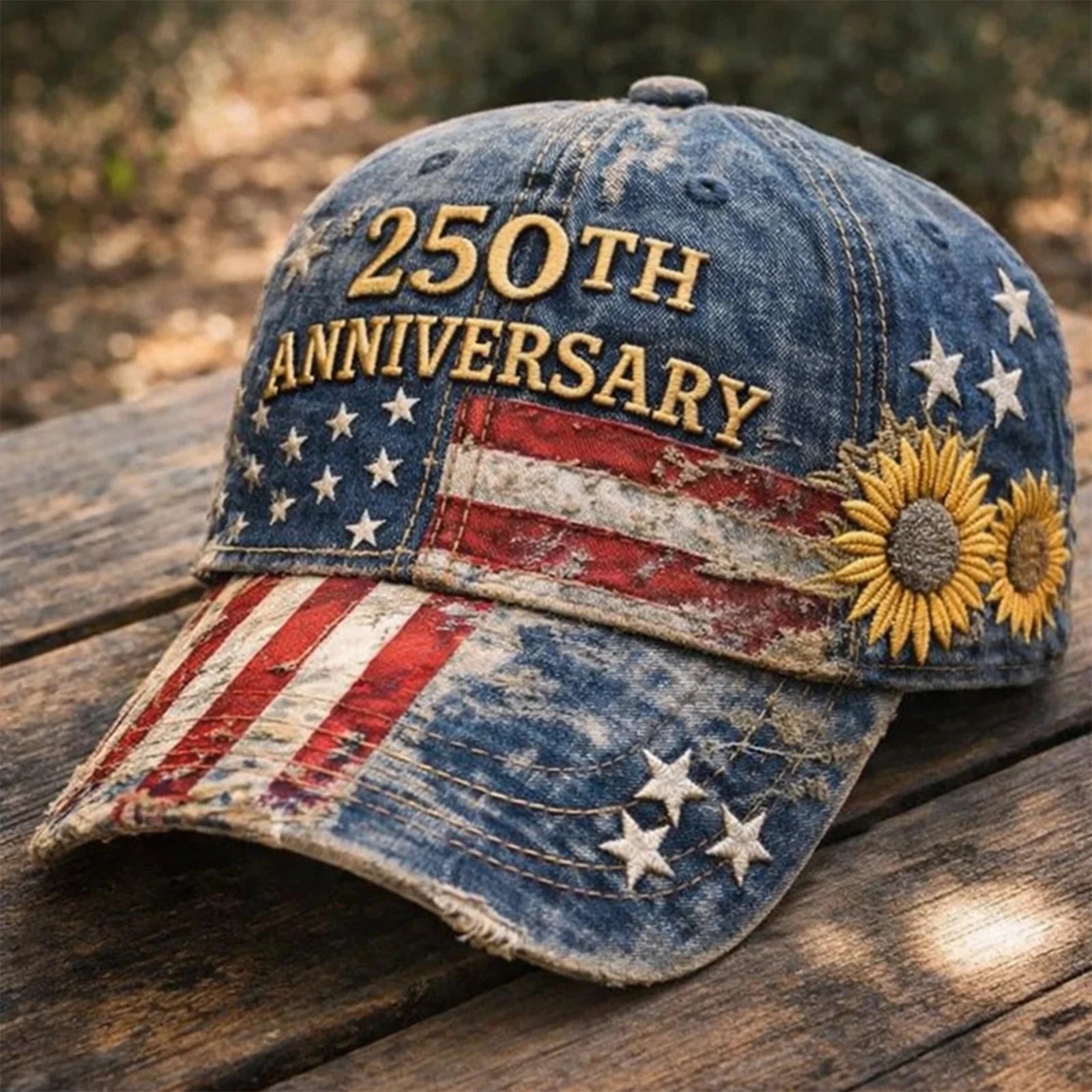 American Anniversary Usa Hat Retro Elements Baseball Cap Flag Design Unisex Distressed Cap