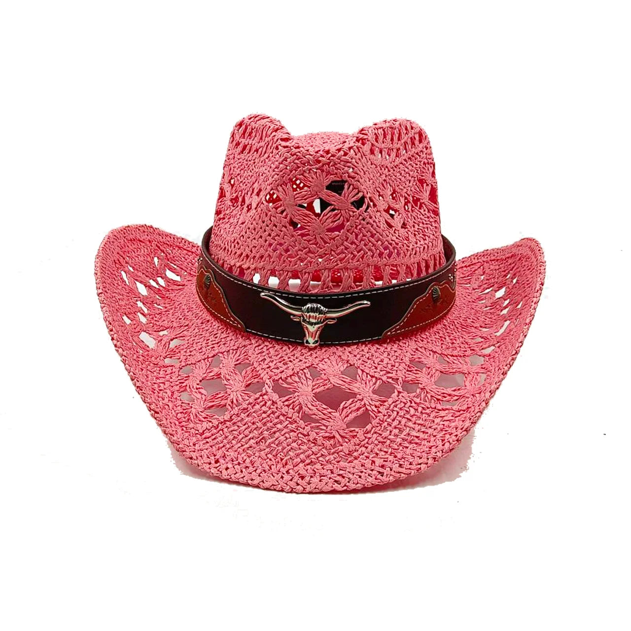 Handmade Hollow Straw Cowboy Hat - Breathable Western Sun Hat