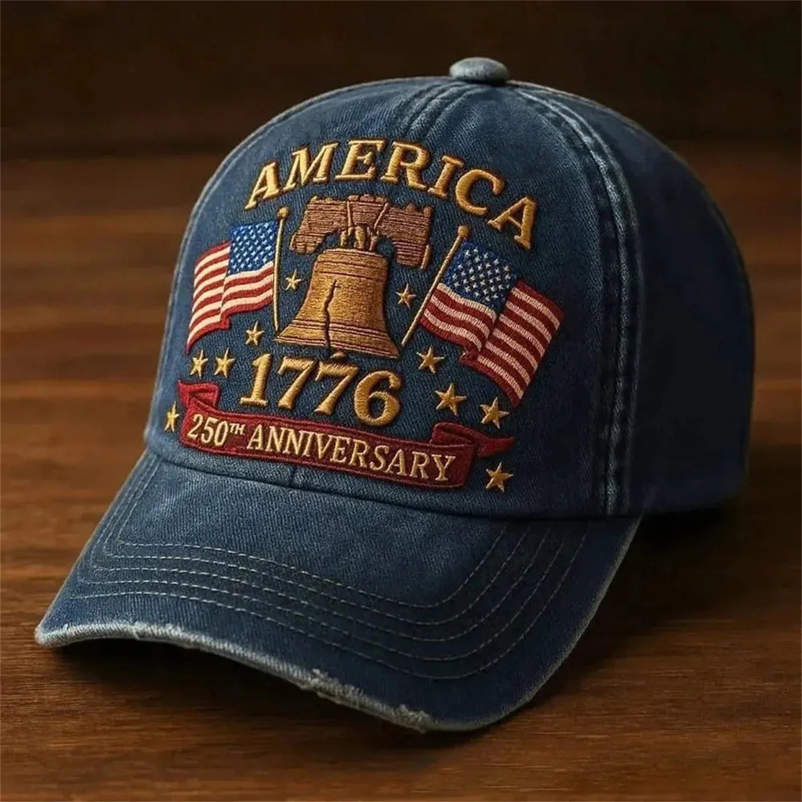 American Anniversary Usa Hat Retro Elements Baseball Cap Flag Design Unisex Distressed Cap
